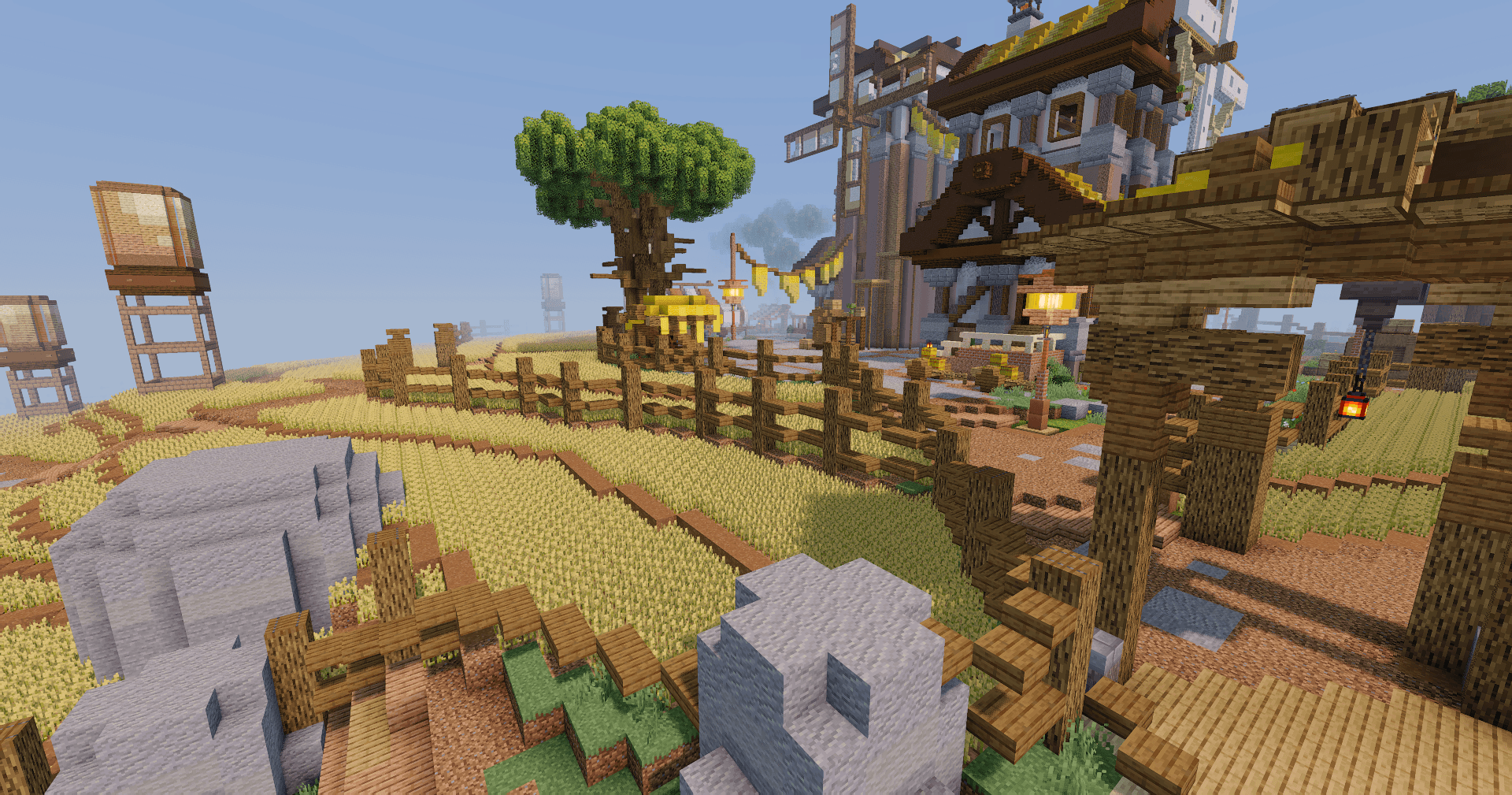 Farming Realm fields and paths in NobleMC